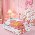 thumbnail image 5 of meiyoeat Cartoon Flowers Monogram Print Zipper Bedding Set For Girls,Floral Blossom Initial T Zipper Bedding Set For Kids,pink Reversible,4-Piece, 5 of 7