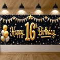 thumbnail image 6 of Yatrandify Golden Balloons Happy Birthday Party Banner Decorative Flag for Sweet 16 Indoor Event Celebration, 6 of 8