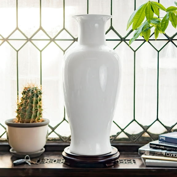 24" White Porcelain Fishtail Vase