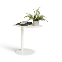 Chroma Modern Metal End Table Space Saving C Shaped Design in White