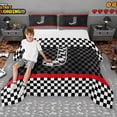 thumbnail image 2 of Erosebridal Racing Flag Full Size Comforter Sets for Kids Boys, Monogrammed J Bedding Sets, Black Reversible 3 Pieces, 1 Comforter and 2 Pillowcases, 2 of 6