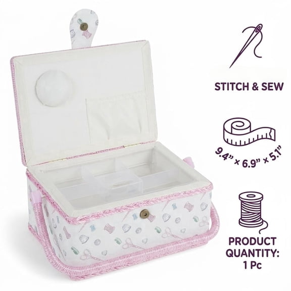 Hvxrjkn Sewing Basket with Removable Tray & Interior Pocket – Portable, Practical & Stylish Organizer for Needles, Thread & Tape Measure