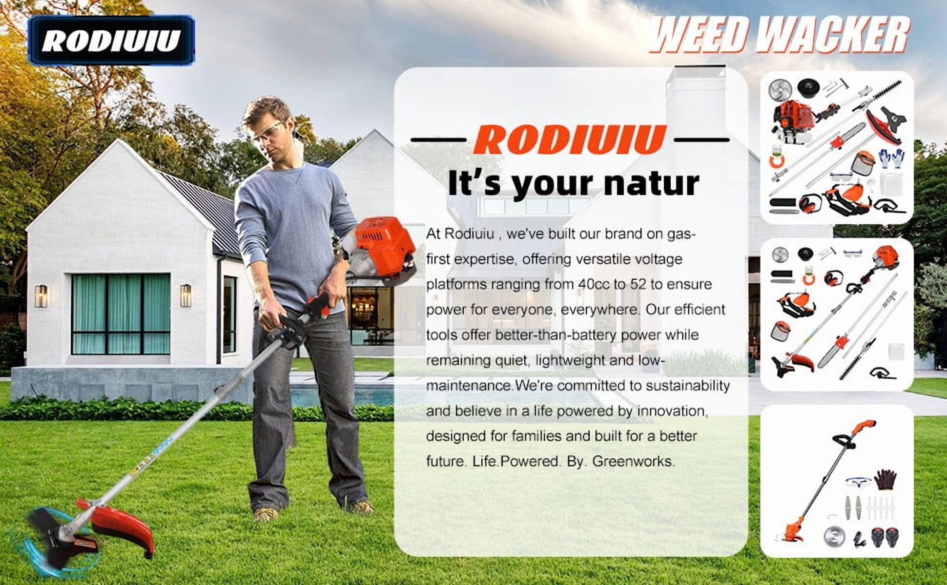 2025 Upgraded 52cc Gas Power Cordless Hedge Trimmer, 5 in 1 Multifunctional Weed Eater with Brush Cutter, Hedge Trimmer, Pruner & Extendable Rods for Lawn, Garden & Yard Maintenance