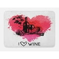 thumbnail image 1 of Wine Bath Mat, Hand Drawn Sketch Illustration with Splash Watercolor Heart I Love Wine Theme, Non-Slip Plush Mat Bathroom Kitchen Laundry Room Decor, 29.5 X 17.5 Inches, Pink Coral Black, Ambesonne, 1 of 2