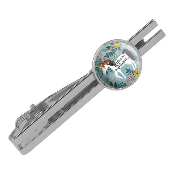 You are a Unicorn Unique Flowers Round Tie Bar Clip Clasp Tack Silver Color Plated