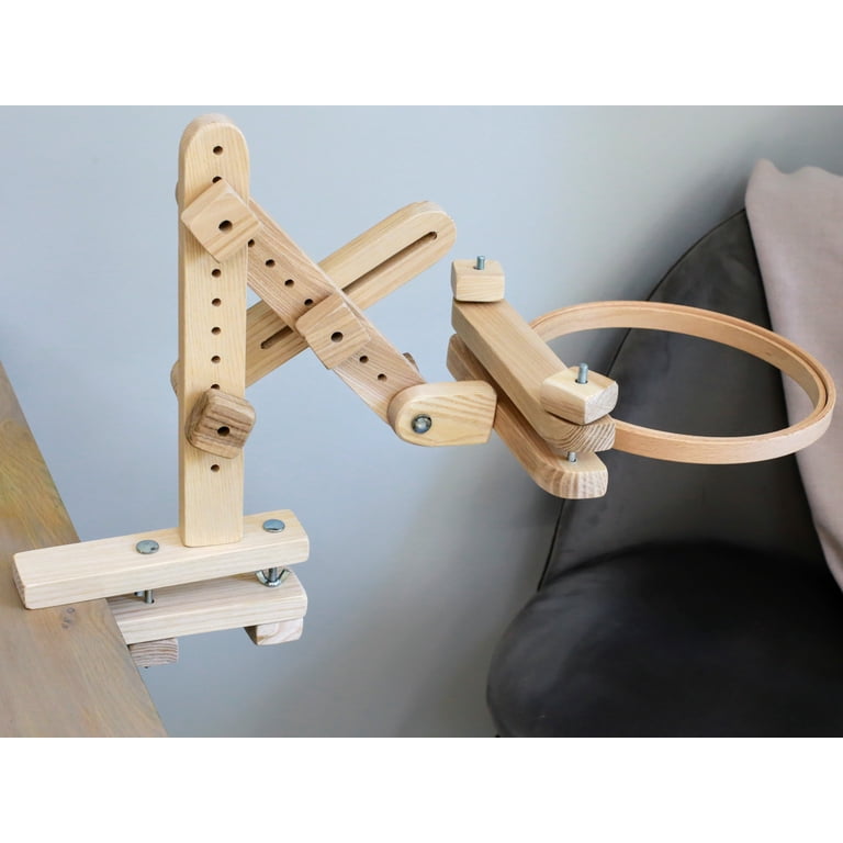 Adjustable Wooden Embroidery Hoop Stand Set - 3 Pcs Cross Stitch Frame Holder 4 thumbnail image