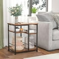 thumbnail image 5 of 3 Tier Printer Stand for Home Office Organization, Mobile Printer Cart with Wheels and 2 Hooks, Under Desk Shelf with Storage, for Living Room, Kitchen, Rustic Brown, 5 of 8