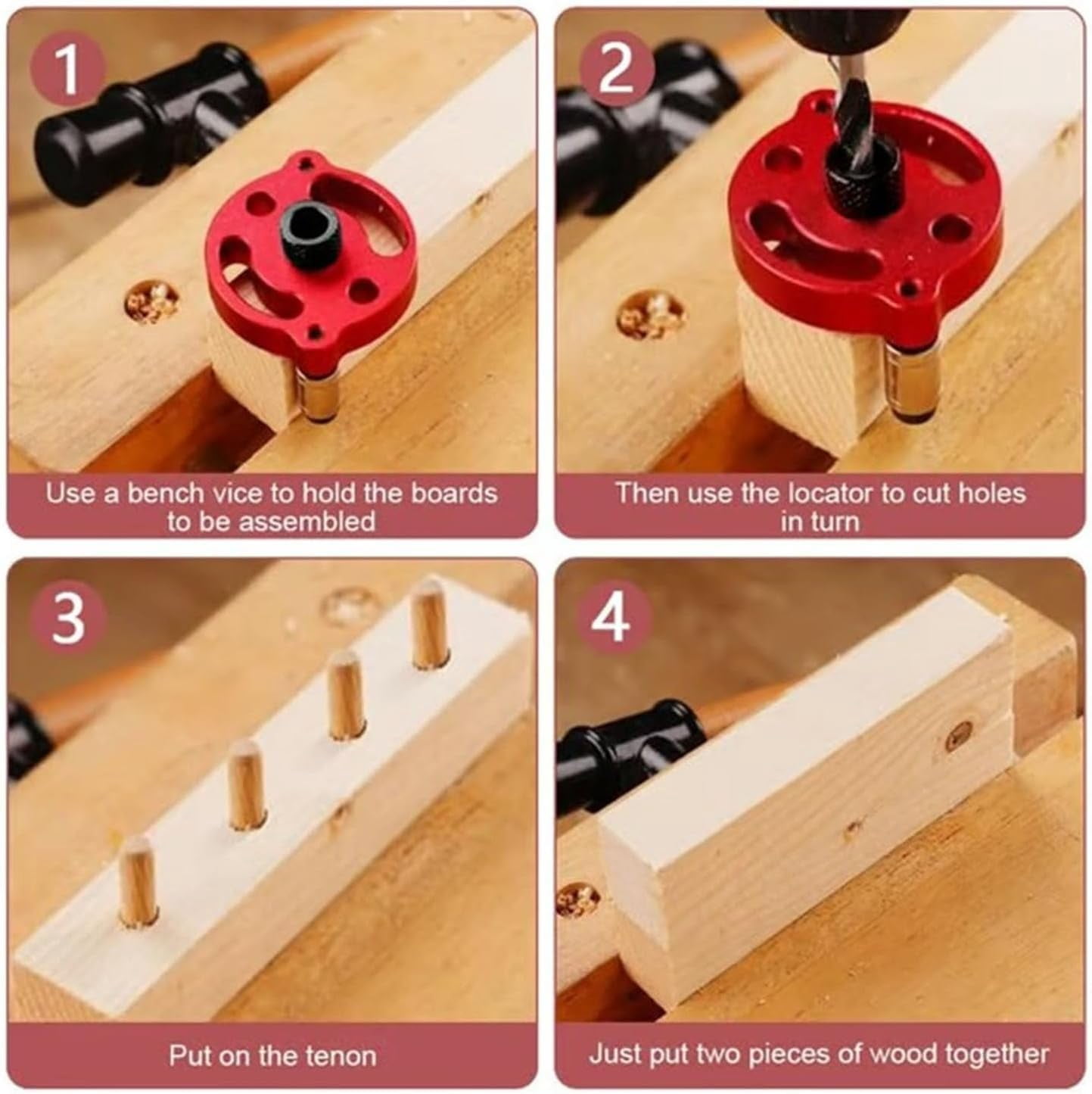 Self-Centering Doweling Jig – Precision Drill Guide for Flawless Woodworking Joints 3/4/5/6/7/8/9/10mm, Handheld Adjustable Alignment Jig, Cabinet Furniture Carpentry DIY Tool