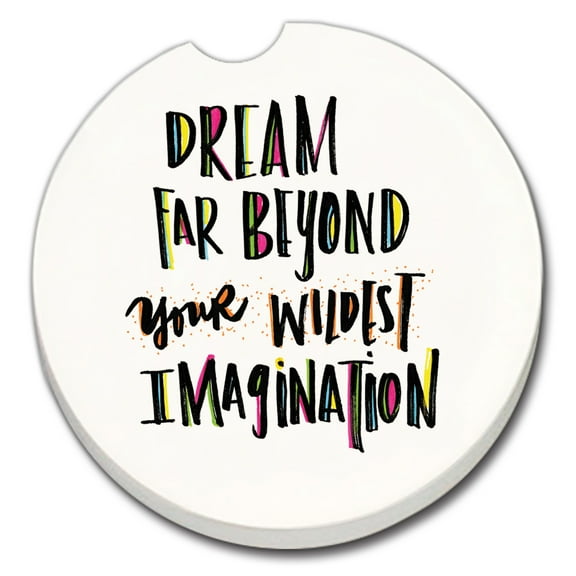 Absorbent Stoneware Car Coaster, Dream Beyond, Set of 2