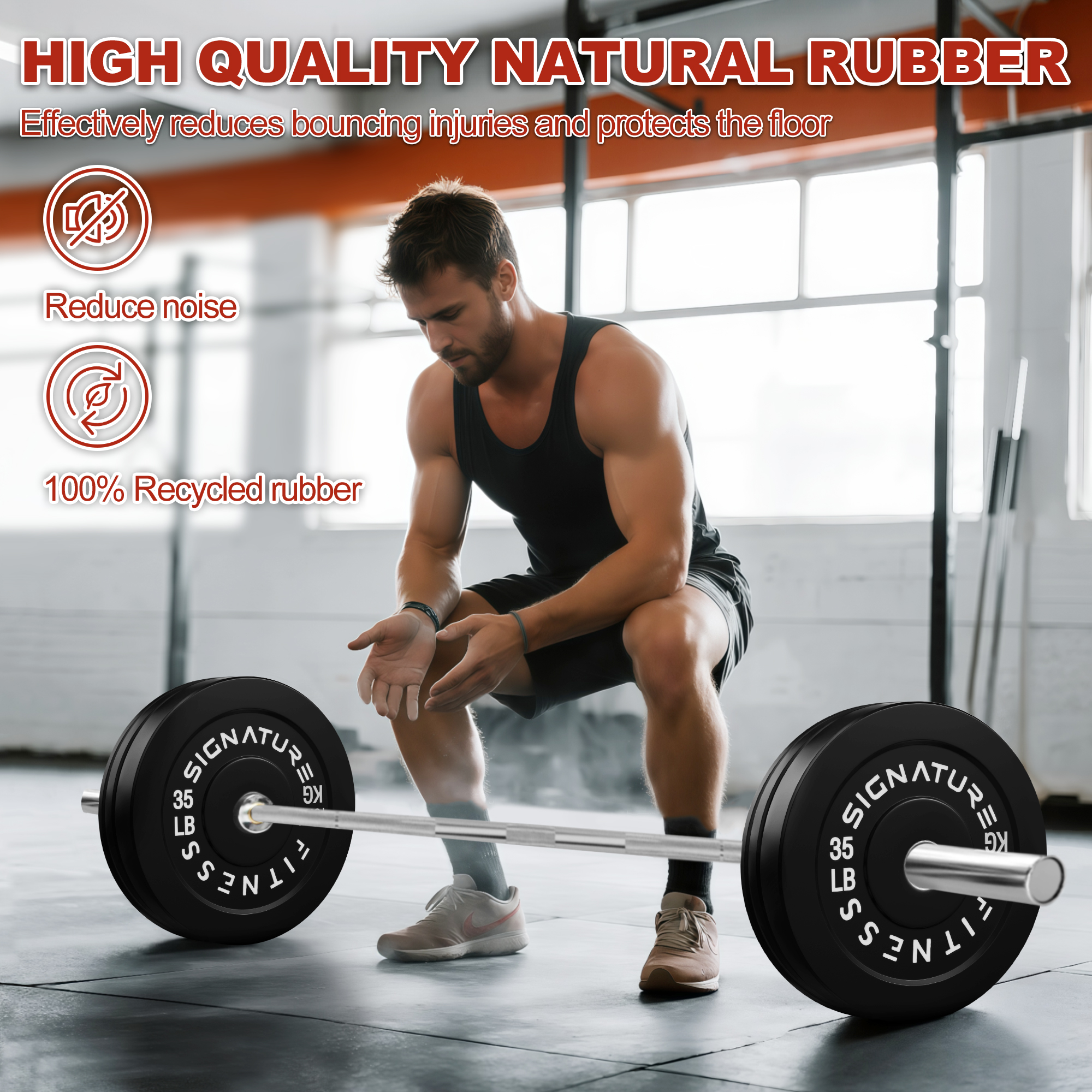 FlexWave 2-Inch Olympic Bumper Plate Sets , 120LB/150LB/190LB/280LB Options, Strength Training Equipment, for Weightlifting