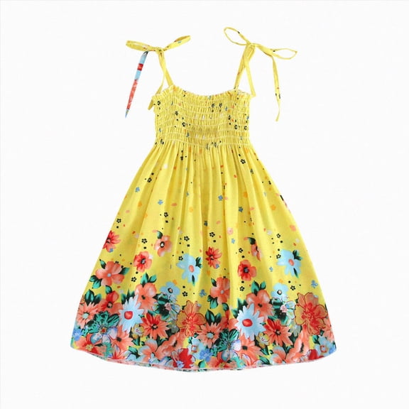 Splozh Girls Dress 2T 3T 4T 5T 6T 7T 8T Toddler Kids Girls Baby Floral Beach Straps Dress Princess Clothes,C,6-7 Years