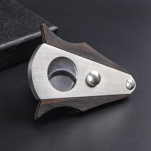 Luxury Cigar Cutter Double Blade Guillotine Stainless Steel with Wood Grain Cigar Accessories Gift for Smokers (Type B)