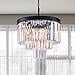 thumbnail image 3 of Maxax Crystal Modern Chandelier 7-Light Contemporary Hanging Ceiling Light Fixture 3-Tier Pendant Light with Adjustable Chain for Bedroom Living Room Dining Room Kitchen Girls Room, Black, 3 of 4