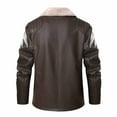 thumbnail image 4 of CHEEREAM Mens Leather Jacket 3/4 Length Faux Leather Fur Coat Warm Winter Long PU Leather Jacket Lined Duster Trench Coat Brown M, 4 of 9