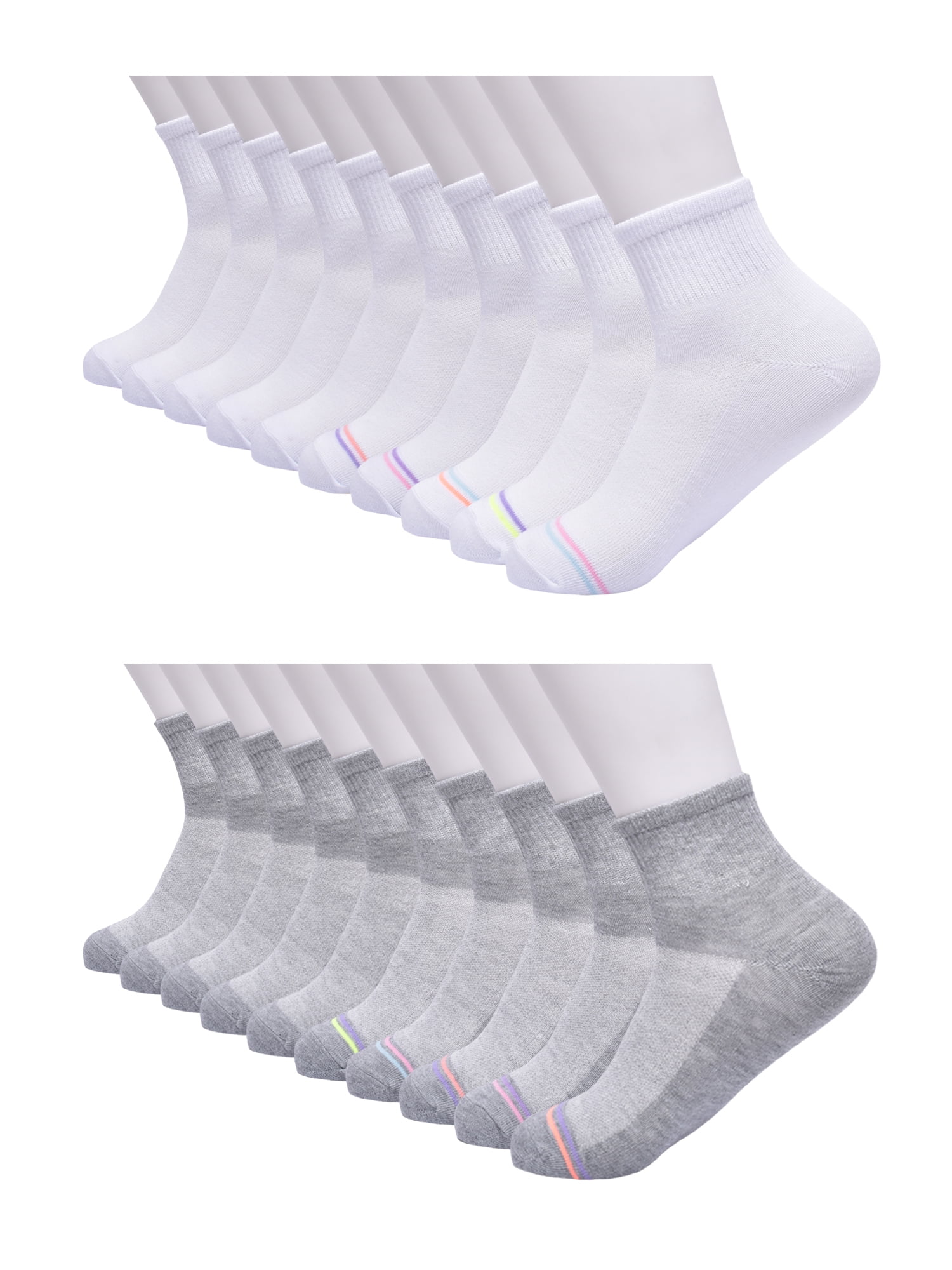 Wonder Nation Girls Ankle Sock, 20 Pack, Sizes S-L