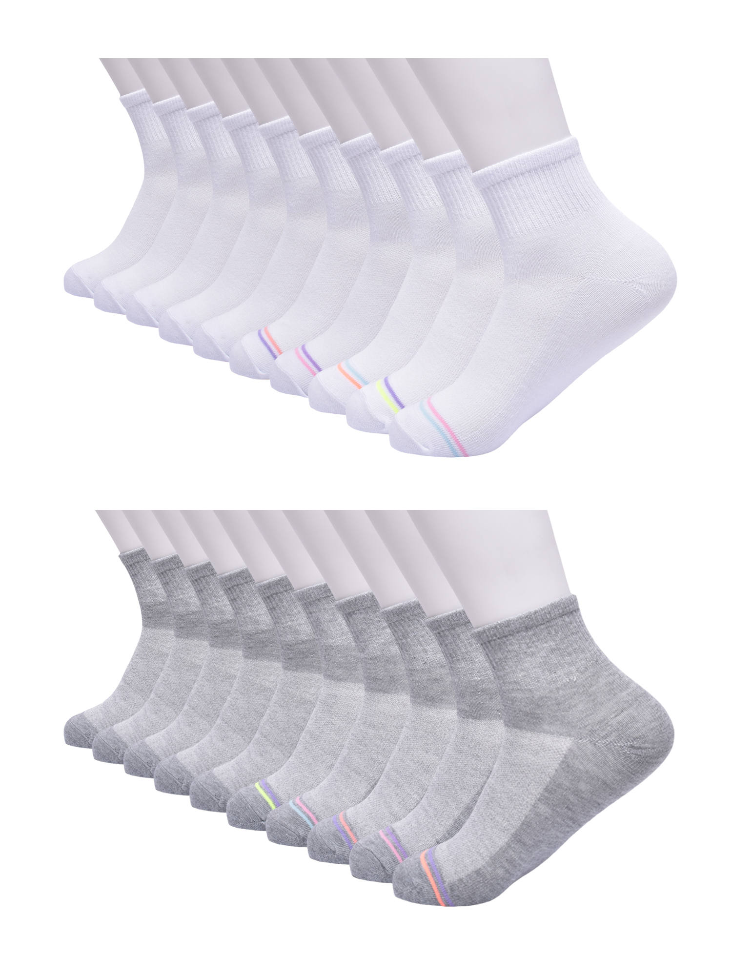 Wonder Nation Girls Ankle Socks, 20-Pack White photo 3