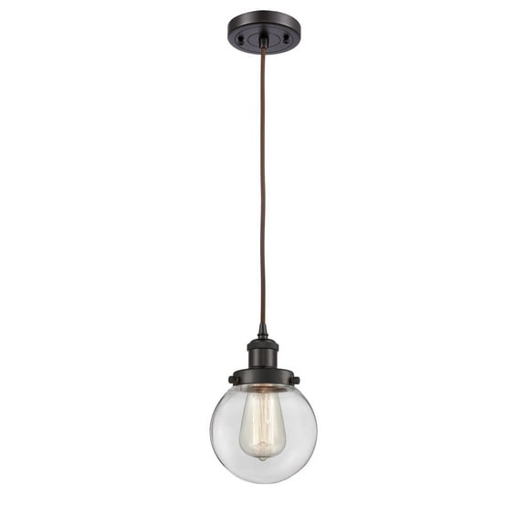 916-1P-OB-G202-6-LED-Innovations Lighting-Beacon-3.5W 1 LED Mini Pendant in Modern Contempo Style-6 Inches Wide by 9 Inches High Oil Rubbed Bronze