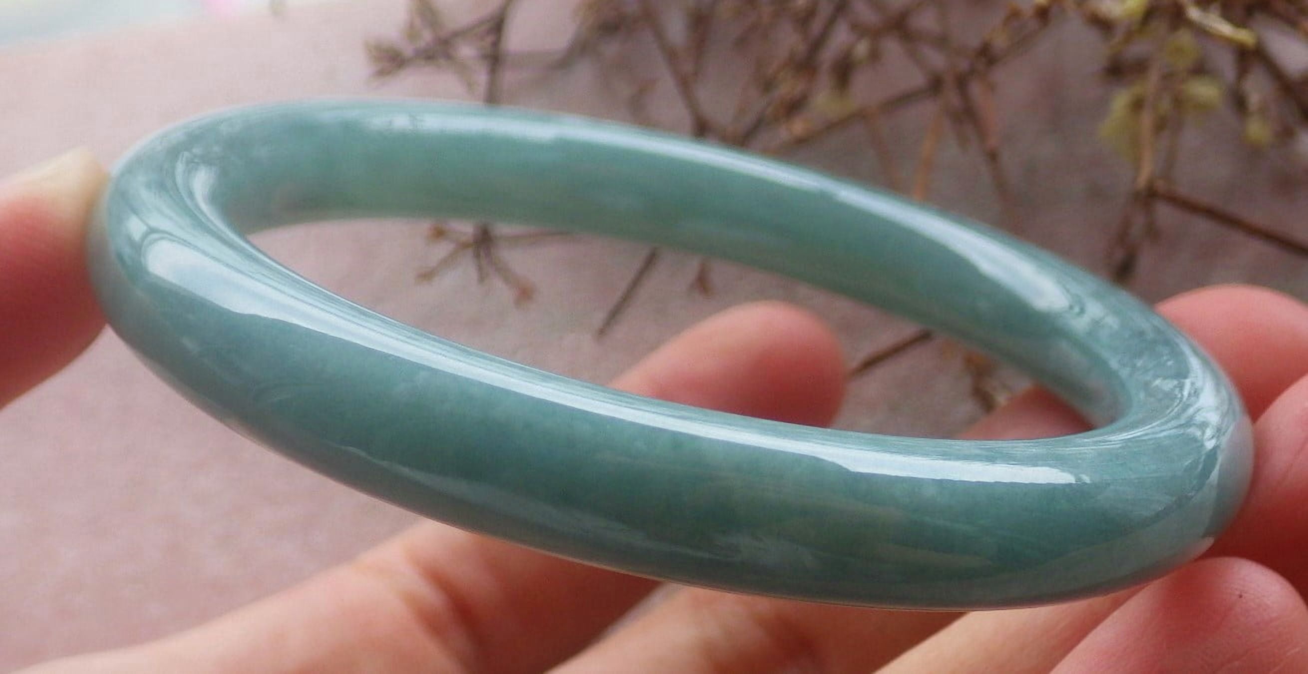 Icy Green Natural A JADE Jadeite Circle Bangle Bracelet 53 mm 704629