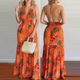 thumbnail image 4 of JINMGG Summer Dresses for Women under $10,Women Tropical Print Halter Backless Maxi Dress Sleeveless Beach Dress, 4 of 5