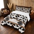 thumbnail image 3 of Manfei Southwestern Geometric Queen Comforter Set, Hippie Aztec Comforter Sets Queen, Black White Brown, Reversible 3 Pieces, 1 Comforter and 2 Pillowcases, 3 of 6