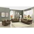thumbnail image 2 of ACME Aurelia Tuxedo Linen Fabric Tufted Loveseat with Nailhead Trim in Brown, 2 of 3