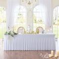 thumbnail image 1 of Qucyy 1 Pack White Rectangle Spandex Table Cloth for 8 Foot Rectangular Tables, Wrinkle Free High-Stretch Fitted 8ft Skirted Tablecloths, Decor Parties Weddings Birthday Banquet Spandex Table Cover, 1 of 5