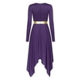thumbnail image 5 of iiniim Women's Metallic Color Block Long Sleeve Irregular Hem Dress Dancewear Dark Purple M, 5 of 7