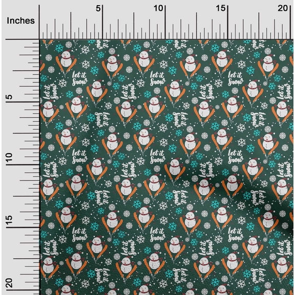 oneOone Cotton Silk Teal Green Fabric Christmas Diy Clothing Quilting Fabric Print Fabric By Yard 42 Inch Wide-CA