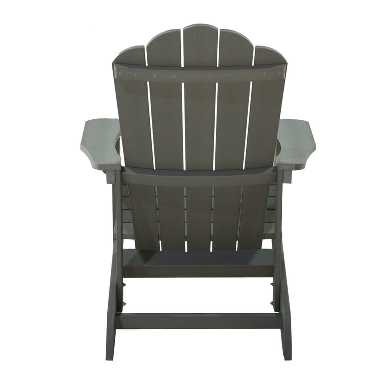 Outdoor Sunbathing Chair Plastic Bistro Chair with 5 Slat Back and Inclined Seat Modern Patio Chair Durable Single Chair with Armrest for Pool Side Balcony Garden Gray Walmart