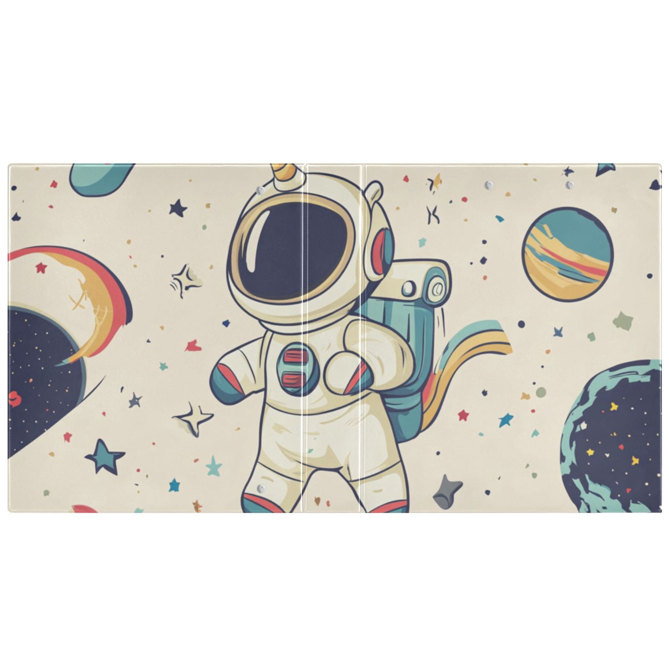 Planet Astronaut Unicorn 3 Ring Binders 1.5 inch Hardcover File Folders with Interior Pockets A4 Size Organizer for School Office Hospital Set of 2