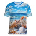 thumbnail image 5 of Beach Seashell Starfish Women's Short Sleeve Tops Casual Blouses T Shirt, 5 of 6
