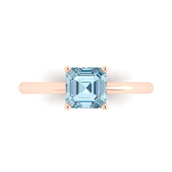 Solitaire Engagement Ring for Women - 1ct Natural Sky Blue Topaz in 18K Rose Gold Promise Ring