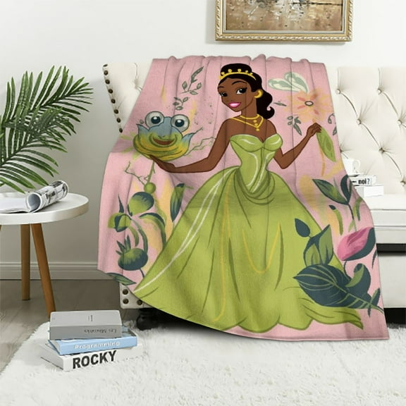ARISTURING  Princess and The Frog Micro Raschel Throw Blanket, Blossoming Tiana