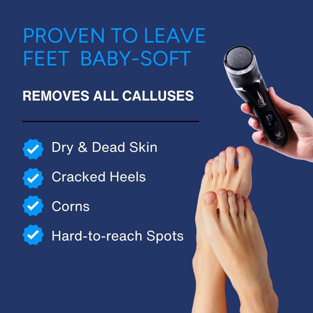 LineYDI All-in-One Electric Pedicure Tool Professional Foot Grinder with Vacuum Suction, 3 Abrasive Heads & Automatic Dead Skin Removal