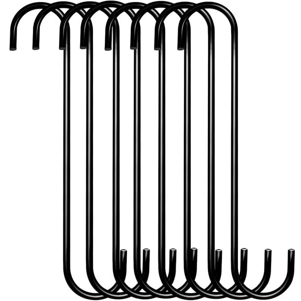 8 Pack Extra Large 10 inch S Hooks for Hanging,S Shaped Hook Heavy  Duty,Black Long S Hooks for Hanging Plant,Basket,Tree  Branch,Closet,Garden,Pergola,Indoor Outdoor Uses 
