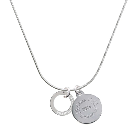 Delight Jewelry Silver-tone Granddaughter Eternity Ring - Engraved Congrats Class of 2026 Charm Necklace, 18"