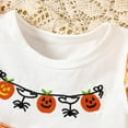 thumbnail image 6 of mgoYE Girl Clothes Halloween Baby Clothes Striped Smocked Romper Bubble Onesie Bodysuit Shirt Fall Outfit|Orange 0-3 Months, 6 of 9
