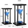 thumbnail image 2 of Temporizador de 60 minutos, reloj de arena de madera, reloj de arena para regalos creativos, decoración de habitación, oficina, cocina, cumpleaños (60 minutos, azul), 2 of 6