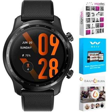 TicWatch WH12018 Pro 3 Ultra GPS Smartwatch/Fitness Tracker, Black Bundle with Tech Smart USA Fitness & Wellness Suite