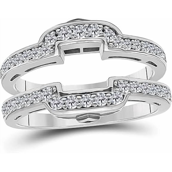 2Ct Round Cut White Lab Created Diamond 14k White Gold Finish Beautiful Square Shape Halo Wedding Enhancer Wrap Ring Guard For Women's