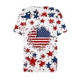 thumbnail image 5 of Mifsaly Independence Day Tops for Women 4Th Of July Cotton T-Shirt Henley V Neck Button Closure Short Sleeve Shirt Patriotic Stars and Stripes Print Loose Fit Flowy Top XL, 5 of 7