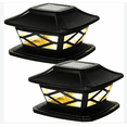 thumbnail image 1 of Paquete de 2 luces solares para exteriores, impermeables, decorativas, LED, para vallas (negro), 1 of 5