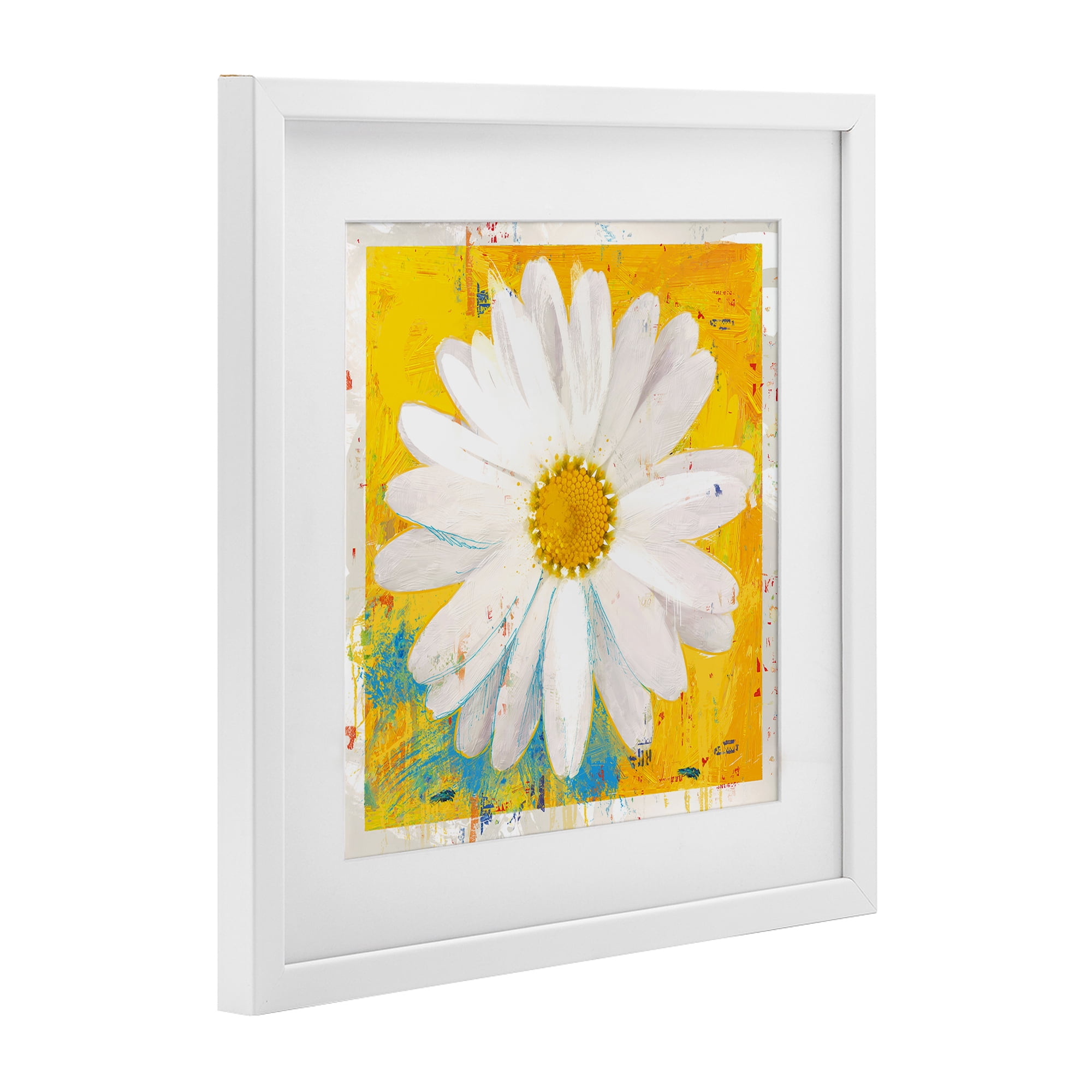 Stupell Industries Violet's Daisy on Yellow White Framed Print Under Glass, design by Porter Hastings