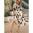 thumbnail image 3 of Womens Summer Dresses 2025 Casual Puff Short Sleeve V Neck Floral Boho Maxi Dress  L, 3 of 8