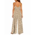 thumbnail image 3 of Women'S Casual Sleeveless Jumpsuits Light Brown Leopard Spaghetti Strap Wide Leg Pants Rompers With Pockets, 3 of 7