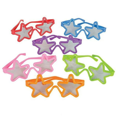 Star Shaped Sunglasses with Tinted Lenses - 12 Pack Kiddie Style Unisex Fancy Wearables - Gift, Costume Props, Party Favors, Class Rewards, Getaway Accessories for Teens and Adults Alike