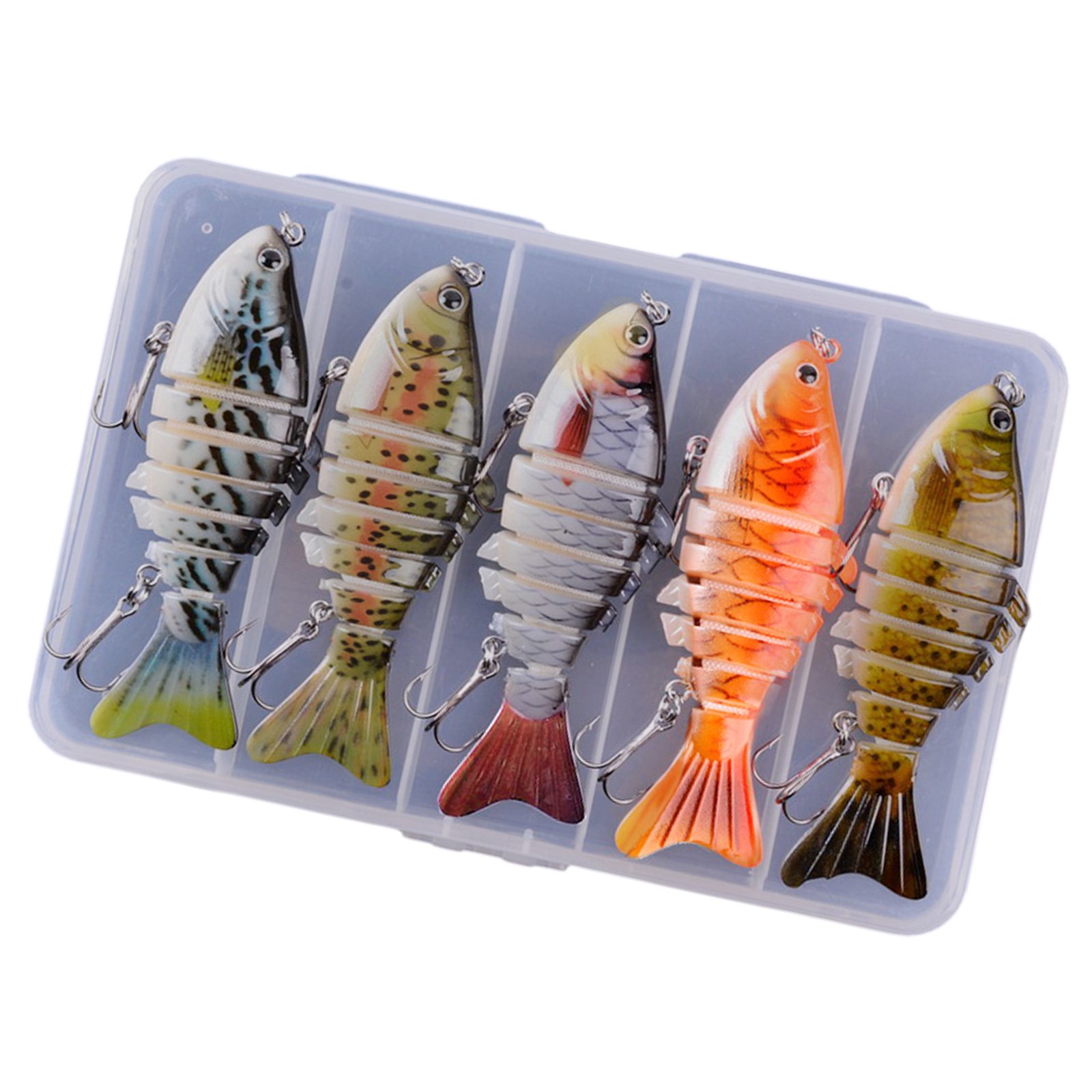 5pcs Swimming Lures Multi Jointed Swimbait with Treble Hook 10cm Fishing Lure Artificial Hard Baits for Trout