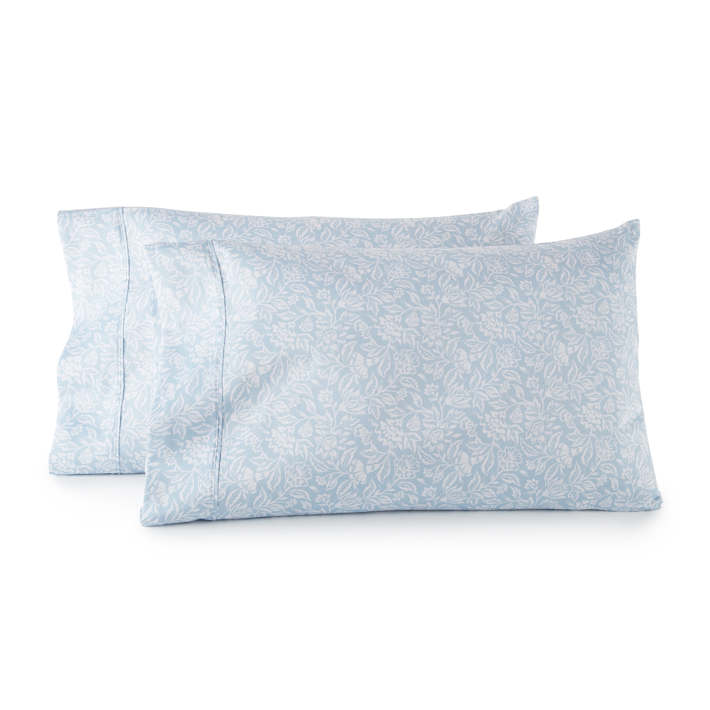 Better Homes & Gardens 2-Piece 300 Thread Count Cotton Sateen Pillowcase Set, Floral Blue Water, King
