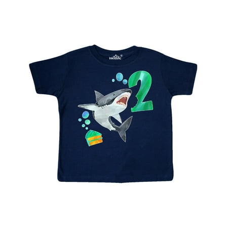 

Inktastic Second Birthday Shark with Cake Gift Toddler Boy or Toddler Girl T-Shirt