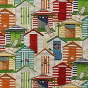 Berkshire Home 100% Polyester 54" Width Indoor/Outdoor Beach Huts Fabric, Cut by the Yard Multiple Colors
